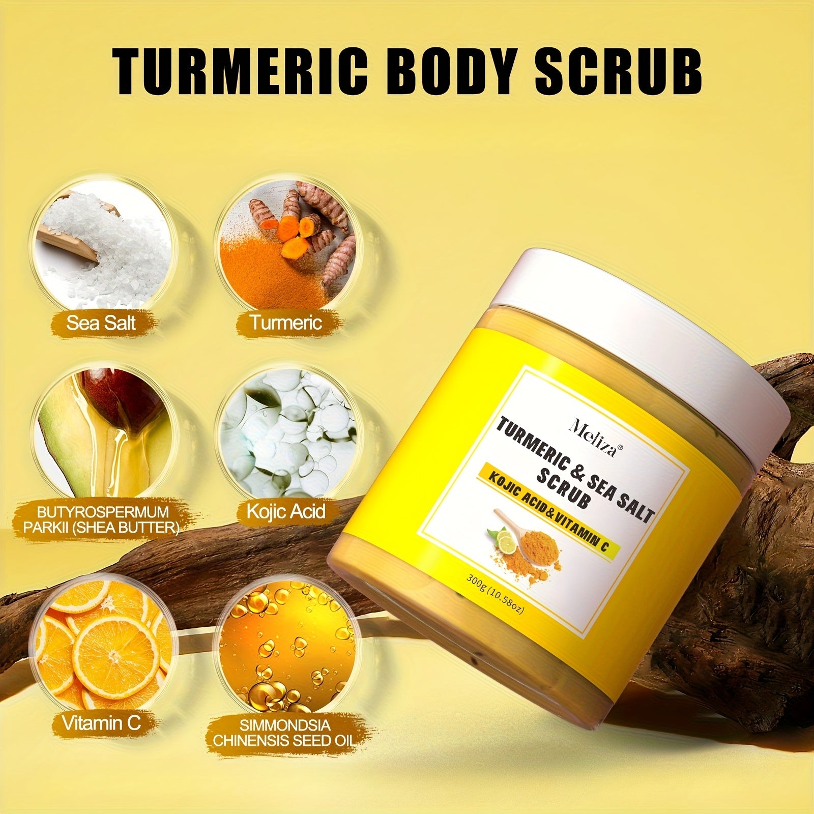 300g Turmeric Honey Body Scrub VC Body Scrub Cleanses Light Beige with Sea Salt Exfoliation, Suitable for All Light Beige Types - Essential Gift for Mom, Family, Wife, and Friends
